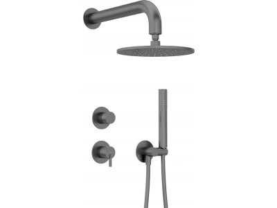 Concealed shower set with overhead shower