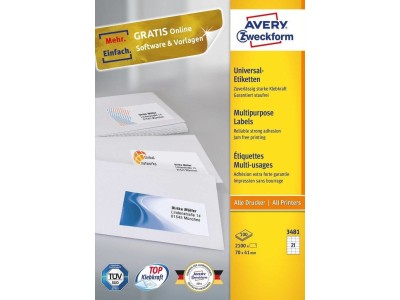 Avery 3481 self-adhesive label Rectangle Permanent