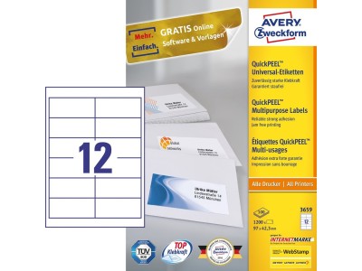 Avery 3659 self-adhesive label Rectangle Permanent