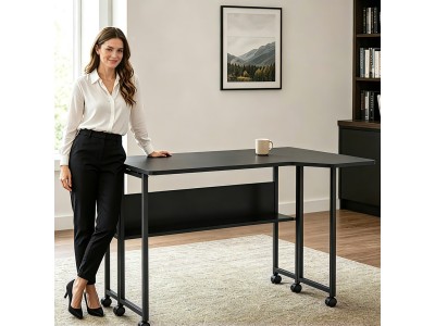 Maclean Folding Desk/Table, Black, Mobile, 100x73
