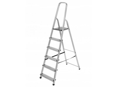 Aluminum ladder freestanding 6 steps 125kg