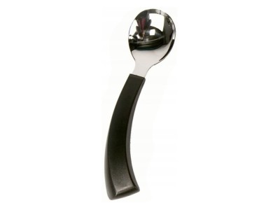 Curved spoon for left-handed person