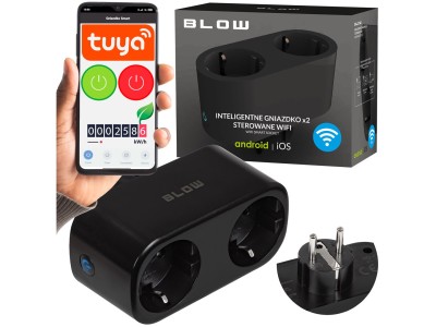 TUYA WiFi-controlled double smart socket, black