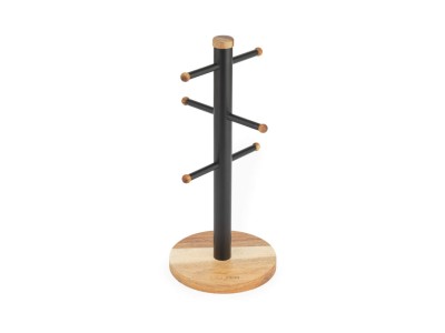 Salter BW1356611EU7 Toronto Mug Tree, Wood/Black