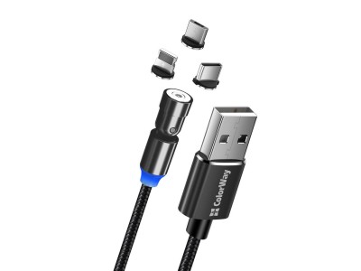 ColorWay Cable 3in1 (Lightning+MicroUSB+Type-C) Magnetic Rotation