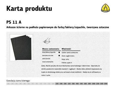 KLINGSPOR PAPIER ŚCIERNY WODNY P2000 PS11A/50szt