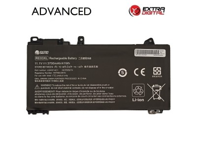 Notebook battery HP RE03XL, 3700mAh, Extra