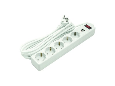 Extension cord 5m, 5 sockets, 2xUSB