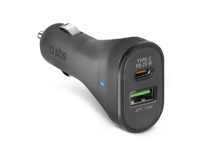 SBS, USB-A, USB-C, 25 W, melna