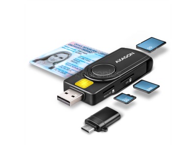 AXAGON CRE-SMP2A, USB-A, USB-C, atmiņas karšu