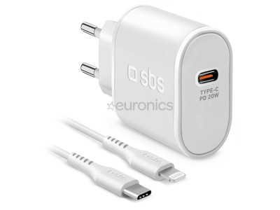 SBS, USB-C, Lightning, 20 W, balta