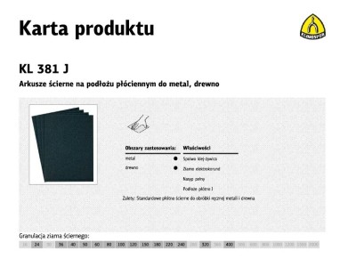 KLINGSPOR PŁÓTNO ARKUSZ P 320 KL381J