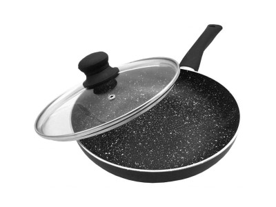 Panna ar vāku, alumīnijs, Ø26cm, melns