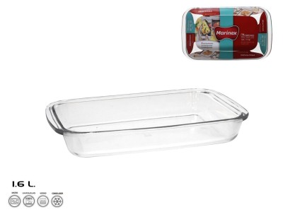 Taisnstūra stikla cepamtrauks 1,6 l
