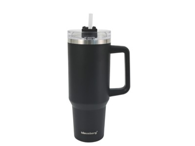 Termokrūze ar salmiņu, melna, 1100 ml
