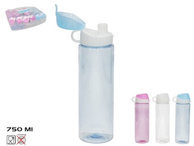 Caurspīdīga plastmasas pudele ar krūzi 750