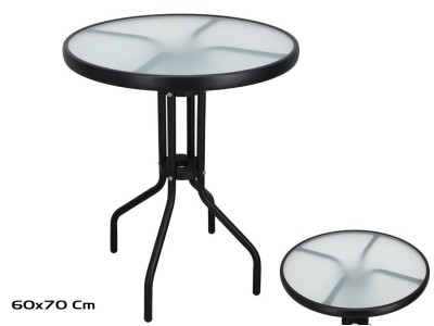 Galds ar stikla virsmu 60x60x70 cm