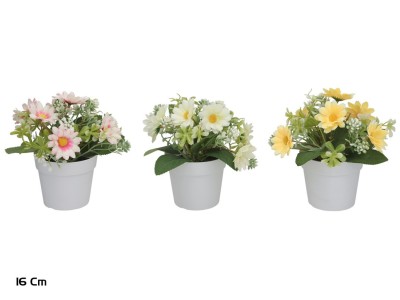Mākslīgās margrietiņas podā (mix) 16 cm
