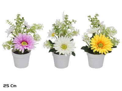 Mākslīgie ziedi, gerberas mix podiņā 25