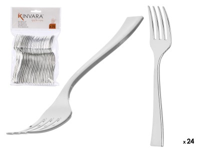 Komplekts 24 plastmasas sudraba deserta dakšiņas