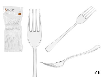 Komplekts 18 caurspīdīgas plastmasas dakšiņas, 25×10