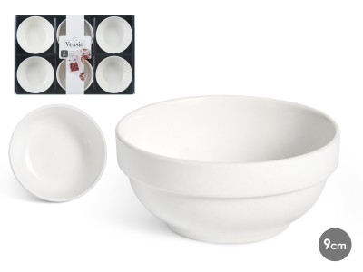 Komplekts 6 baltas porcelāna bļodas 9