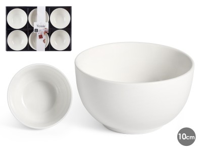 Komplekts 6 baltas porcelāna bļodas 10