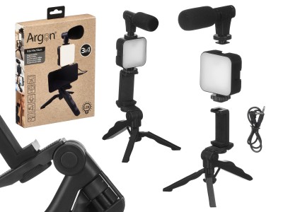 LED video apgaismojuma komplekts ar mikrofonu