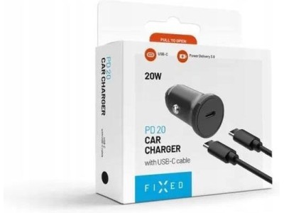 Fixed USB-C Car Charger 20W+ USB-C/USB-C