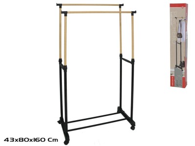 Dubultais drēbju statīvs 80x43x93–160 cm