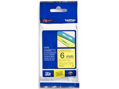 BROTHER TZ611 6 BLACK ON YELLOW