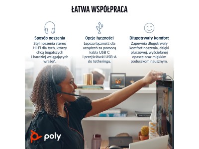 Poly Blackwire 3320M USB-C Stereo-Headset +USB-C/A-Adapter