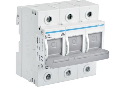 Hager L73M. Nominale Stromabgabe: 63 A