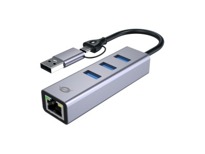 CONCEPTRONIC Adapter USB-C/-A3.0->GbE+3x-A3.0 5Gbs