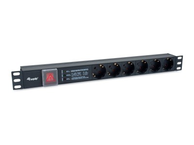 Equip 19" Steckdosenleiste 6xSchuko+Switch->St.90°ÜSS NF