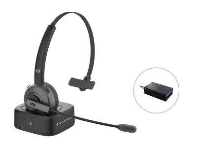 CONCEPTRONIC Headset Mono WLS BT5.0/Mikro/ANC/Dock