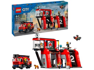 60414 City Feuerwehrstation mit Drehleiterfahrzeug, Konstruktionsspielzeug