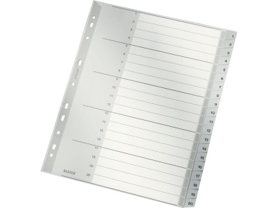 LEITZ Kunststoff-Register, Zahlen, A4 Überbreite, 1-20