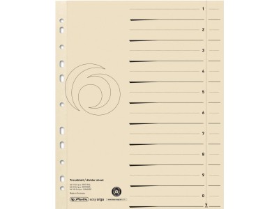 Herlitz Trennblätter, A4 Überbreite, Manilakarton, chamois