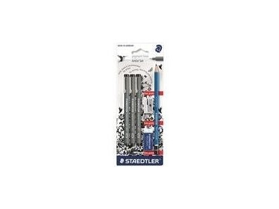 STAEDTLER Pigmentliner Set, schwarz, Blisterkarte lange