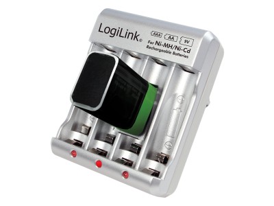 LogiLink Stecker-Ladegerät, silber für AA Mignon