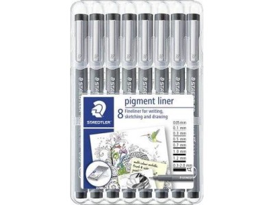 STAEDTLER Pigmentliner, schwarz, 8er Etui lange