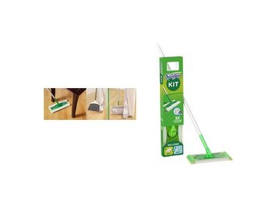 Swiffer Starter-Set Bodenwischer, Trocken-/Nass-Wischtücher Stab mit