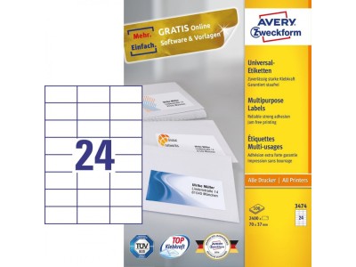 Avery 3474 self-adhesive label Rectangle Permanent