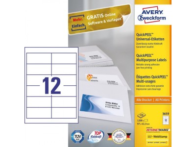 Avery 3659 self-adhesive label Rectangle Permanent