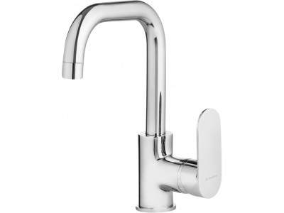 Basin mixer with rectangular spout