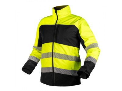 Kurtka robocza ostrzegawcza Softshell, żółto-czarna, rozmiar