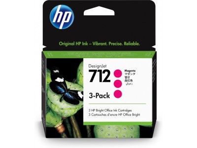 HP 712 3-pack 29-ml Magenta DesignJet