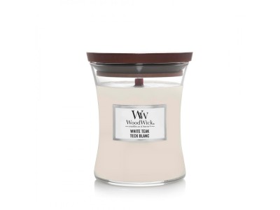 WoodWick White Teak wax candle Cylinder
