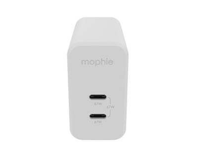 Mophie Accessories-Wall Adapter-USB-C-PD-DUAL-67W-GAN-White-EU (2xUSBC)